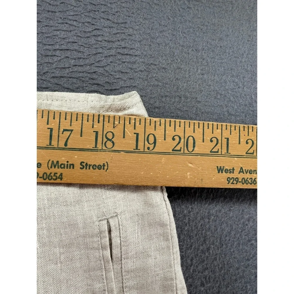 Perry Ellis Linen Pants Mens 36x34 Drawstring Straight Leg Beige Casual